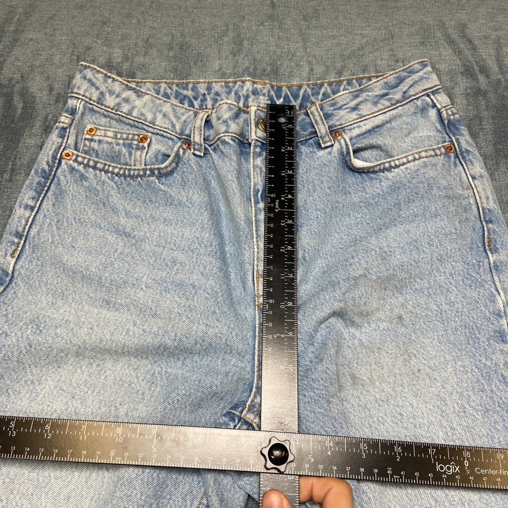 Topshop Jeans Womens 28x26.5 Blue Denim Travel High Rise Distressed Tapered Leg - Picture 9 of 10